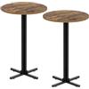 YATINEY Tavoli da Bar Rotondo in Stile Industriale 90 cm, Set di 2 Tavoli Bistrot Altezza Bancone con Piedini Regolabili, per Ristorante, Cucina, Pub, Caffetteria, Marrone Vintage e Nero XBT10L2BR