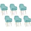 SAMIRA Sedia da pranzo in velluto poltroncina vintage (6, Verde tiffany)