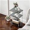 IRCPEN Tavolino da Divano Coffee Table Tavolino Trasparente Tavolini da Salotto Vetro Moderno e Versatile, Adatto a Ogni Stile d'Arredamento a 3 Strati Comodino Piccolo Quadrato LET519BK