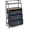 KOMFOTTEU Cassettiera con 4 cassetti in tessuto, cassettiera con ripiano a 2 livelli, credenza organizer con dispositivo antiribaltamento, per soggiorno, camera da letto, ingresso, 58 x 29 x 100 cm (4