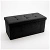 INTRECCI Pouf Salvaspazio in Velluto - Panca Imbottita Versatile e Facile da Pulire - Contenitore Rettangolare 76x34x34 cm - Design Moderno, Compatto e Capiente, Facile da Montare - Colore: Nero