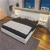 Huayz Letto matrimoniale 180 x 200 cm, testiera integrata con 2 comodini a LED e funzione di ricarica USB, letto in legno con rete a doghe, letto funzionale, schienale letto, senza materasso