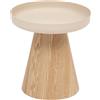ATMOSPHERA CREATEUR D'INTERIEUR Atmosphera - Tavolino Hercyna, acciaio e legno, P 40 x H 42 cm, piano rotondo con bordi rialzati - Per soggiorno, camera da letto, tavolino d'appoggio