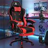 ALFORDSON Sedia da Gaming Massaggiante, Poggiapiedi Telescopico, Sedia Gamer con Cuscino Lombare & Poggiatesta, Ergonomico Sedie da Ufficio Schienale Regolabile 90-150°, Similpelle(Rossa)