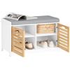 SoBuy Panca Scarpiera Ingresso con Seduta - Scarpiera Salvaspazio con Contenitore, Cassapanca Porta Scarpe Slim per Corridoio o Camera, Bianco e Naturale, 71x35x43cm, Portata 133kg - FSR23-II-WN