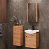 Planetmöbel Set di mobili da bagno lavabo con mobiletto 45 x 60 x 33 cm con armadietto a specchio 40 cm e armadio midi per WC ospiti, rovere oro