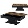 [en.casa] Tavolino da Salotto con Piano Scorrevole Tavolo Basso con 2 Vani Nascosti Tavolino Contenitore 40 x 110 x 60 cm Nero/Effetto Legno Scuro