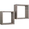 MODULARREDO | GINEVRA Set di 2 Mensole da Muro, Cubo Arredo, Mensole da Parete, Portaoggetti, 35x35 p15.5 cm e 30x30 p15.5 cm, Rovere Moka, Kit Tasselli Incluso - Made in Italy