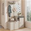 MSMOK Set di mobili per guardaroba, guardaroba compatto, pannelli per guardaroba da ingresso e corridoio, scarpiera, guardaroba da ingresso con specchio e cuscini imbottiti, mobile per ingresso