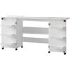 Vicco Tavolo da cucito Carmen, Bianco, 160 x 80.2 cm con 6 ripiani, pieghevole con ruote per un utilizzo flessibile come tavolo da lavoro