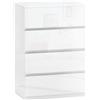 HOMCOM Cassettiera Moderna 4 Cassetti 55x33x80 cm Bianco Lucido | Antiribaltamento, Cassettiera in Legno Truciolato