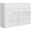 meble masztalerz Cassettiera 120 cm, 8 Cassetti, Bianca Lucida | Credenza Soggiorno 120x101,5x39 cm, Moderna Como, Cassettiera Alta, Mobiletto con Cassetti