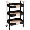 5 five simply smart Five - Carrello da cucina arrotolabile a 3 livelli in metallo nero e legno, H 74,6 cm
