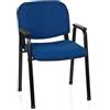 HJH Office 704341 Sedia visitatore XT 650 Fabric Blu Sedia da conferenza imbottita con braccioli, impilabile
