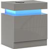 HOMCOM Comodino frontale alto lucido con controllo APP RGB LED Grigio