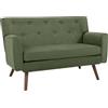 CLP Divano 2 posti Kioni in Velluto a Coste, Comodo per Soggiorno, Imbottitura Confortevole, Portata Fino a 240 kg, Gambe in Legno di caucciù, Colore:Verde