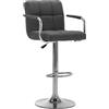 vidaXL Sgabello da Bar Elegante Imbottito con Braccioli Sedia Alta Salotto Angolo Cucina Telaio in Acciaio Cromato Grigio Scuro in Tessuto