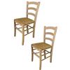 t m c s Tommychairs - Set 2 sedie modello Venezia per cucina bar e sala da pranzo, robusta struttura in legno di faggio levigato, non trattato, 100% naturale e seduta in paglia