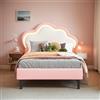 KOOPMAD Letto per bambini imbottito 90 x 200 cm, letto da ragazza principessa con LED, letti singoli con testiera regolabile e rete a doghe per lettini, letti singoli, per bambini e adulti, PU, rosa
