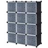 UISEBRT Armadio Cubi Armadietto Portatile Fai da Te, Armadio Modulare Guardaroba Portatile Plastic Organizer Cubo Appendiabiti Portaoggetti, 12 Cubi con anta, Nero con Motivo