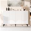 KAZZIO Credenza bianca larghezza 160 cm, credenza multifunzione, cassettiera, alta con ripiani regolabili, 4 ante, gambe in metallo (4 porte)