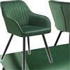 tectake® Sedie da Pranzo Effetto Velluto Trapuntato, Elegante, Imbottitura Schiuma Alta Densità, Gambe in Acciaio, Montaggio Semplice - Verde Scuro/Nero, 1 Sedia