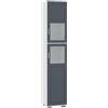 kleankin Mobile alto da bagno con 2 ante in vetro temperato e ripiani regolabili, 37 x 35 x 190 cm, bianco e grigio