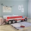 Kids Collective Letto auto 80x160 cm letto gioco per bambini con protezione anticaduta e rete a doghe 80x160 vigili del fuoco letto auto per bambini da 3 a 10 anni