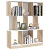 HOMCOM Mobile Libreria a 8 Ripiani per Soggiorno e Camera da Letto, Libreria Scaffale Moderna in Truciolato, 100x24x124 cm, Bianco e Color Rovere