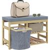 HOMCOM Panca per scarpe in bambù con sedile a cesto rimovibile e ripiani aperti per 4 paia di scarpe Panca per scarpe per ingresso corridoio 69x30x45 cm Naturale