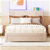 KUAKE Letto imbottito 140 x 200 cm, con barra luminosa e presa USB, schienale e cassetto grande, letto matrimoniale delicato sulla pelle in tessuto di velluto, adatto per adulti e ragazzi (beige, 140 x 200