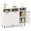 COSTWAY Credenza Buffet da Cucina con 3 Ante e 3 Ripiani Regolabili a 5 Livelli, Credenza Bassa con 3 Scomparti Aperti, Mobile Buffet per Salotto e Soggiorno, 120 x 40 x 90 cm, Bianco