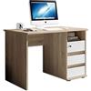 Stella Trading Scrivania Primus 1 con cassetti, Rovere Sonoma, Bianco, scrivania per Computer, per Home Office, capiente e con ripiano Aperto, 110 x 75 x 65 cm (Larghezza x Altezza x profondità)