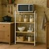 Meyvaser.com Ecommerce Company Scaffale da cucina con 4 ripiani - metallo bianco e MDF colore legno naturale - 60 x 40 x 120 cm - Scaffale multiuso per riporre oggetti in stile moderno