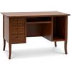 Mar.c.a. Design - Scrittoio Vintage con Cassetti in Legno di Pioppo Noce Scuro con Base per Tastiera, Mobile Arte Povera Made in Italy - Misura 130x75x81h