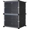 LANTUS Scatola per Scarpe, Armadio per Scarpe, Scarpiera con 4 Scomparti, Scarpiera Modulabile in Plastica, Scomparto da 44 x 32 x 65 cm (Nero)