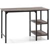 VS Venta-stock Scrivania Colón Nero, 2 mensole, stile industrial, 110 (lunghezza) x 55 (profonditá) x 76 (altezza) cm