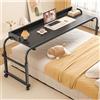 Generico Tavolino sopra il letto, carrello for laptop for stazione di lavoro in piedi, tavolo for computer for letto Tavolino servitore con ruote in altezza regolabile(Color:Black,Size:100x45cm)