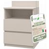CDF Comodino M1 Malwa, comodino | Colore: cashmere (beige) | Ideale per camera da letto, cameretta dei bambini, adolescenti | Montaggio facile | Due cassetti spaziosi | Cassetti senza maniglie