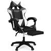 IDMarket - Sedia da gaming Alex regolabile con poggiapiedi e cuscino lombare nero bianco e grigio