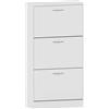 Vida Designs Scarpiera con 3 Cassetti a Ribalta, in Legno 3 Cassetti, Bianco Bianco