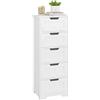 FOREHILL Mobile Bagno con 5 Cassetti,Cassettiera bagno in Legno,Armadietto Autoportante per Soggiorno, Cucina, Corridoio, Bagno 40x30x102cm Bianco