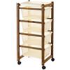 Mottiwood Carrello da Cucina, Carrelli Salvaspazio, 4 Ceste, Legno di Faggio Naturale, 36.2x30x82.3 cm, Montato, Made in Italy (Color Noce)