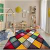 Paco Home Tappeto Salotto Moderno Pelo Corto Moderno Motivo Geometrico 3D, Dimensione:60x110 cm, Colore:Multicolore 3