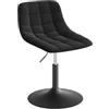 WOLTU Sgabello da trucco Sedia Alta da Cucina sgabello cucina con Schienale Altezza Regolabile Girevole 360° in Velluto Nero, 38-49.5cm