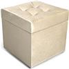 MG Design Pouf contenitore imbottito 45 × 45 cm Crema - capacità ca. 50 L, fino a 300 kg, seduta morbida, struttura solida, già montato e facile da pulire