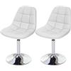 Mendler Set 2X sedie girevoli Sgabello HWC-A60 Design Moderno Sala Pranzo - Ecopelle Bianco