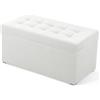 MG Design Pouf contenitore imbottito 45 × 90 cm Bianco - capacità ca. 100 L, fino a 300 kg, struttura in legno massiccio, superficie opaca con trama fine, già montato e facile da pulire