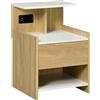 HOMCOM Comodino Moderno in Legno, Comodino con 2 Prese Elettriche e porte USB, con Cassetto, Legno Truciolato, da Camera da Letto, 40x40x60cm, Color Legno