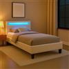 CARO-Möbel Letto trapuntato Mandalay con illuminazione a LED, letto singolo, letto in pelle, 90 x 200 cm con telaio a doghe, in similpelle, bianco